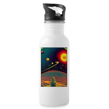 Galaxy Cosmos Universe Solar System Astronaut - Water bottle with straw - white - Right