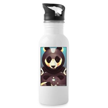Pandabär Panda Astronaut Zukunft Sci-Fi Technik - Trinkflasche mit integriertem Trinkhalm - Weiß - Rechts