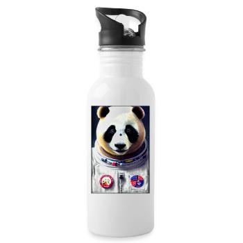 Pandabär Panda Astronaut Zukunft Sci-Fi Technik - Trinkflasche mit integriertem Trinkhalm - Weiß - Rechts
