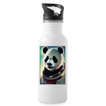 Pandabär Panda Astronaut Zukunft Sci-Fi Technik - Trinkflasche mit integriertem Trinkhalm - Weiß - Rechts