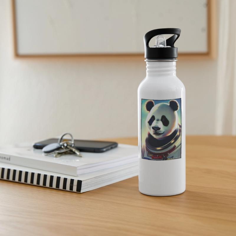 Panda Bear Panda Astronaut Future Sci-Fi Technology Gourde avec paille intégrée