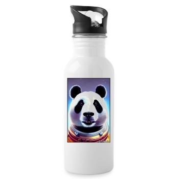 Pandabär Panda Astronaut Zukunft Sci-Fi Technik - Trinkflasche mit integriertem Trinkhalm - Weiß - Rechts
