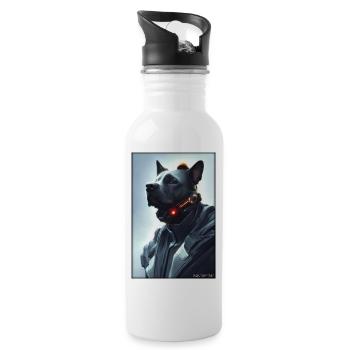 Dog Dog Lovers Cyber Neon Punk Future Sci-Fi - Water bottle with straw - white - Right