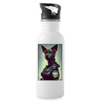 Dog Dog Lovers Cyber Neon Punk Future Sci-Fi - Water bottle with straw - white - Right