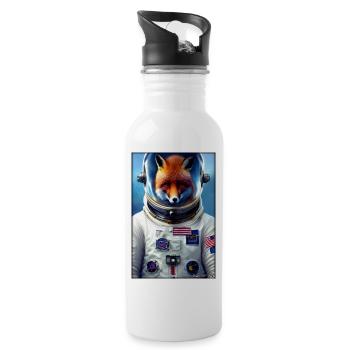 Fox Wildlife Astronaut Future Sci-Fi Technology - Gourde avec paille intégrée - blanc - Droite