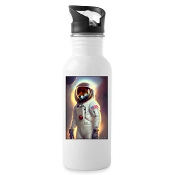 Fuchs Wildtier Astronaut Zukunft Sci-Fi Technik - Trinkflasche mit integriertem Trinkhalm - Weiß - Rechts