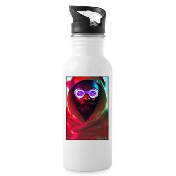 Santa Claus Christmas Future Cyber Neon Punk - Water bottle with straw - white - Right