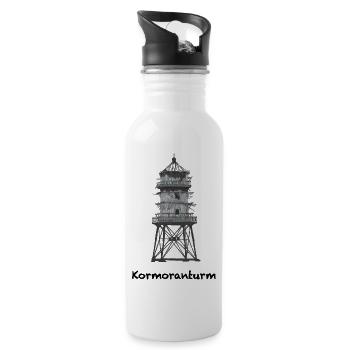 Kormoranturm, alter Leuchtturm,Nordseeküste - Trinkflasche mit integriertem Trinkhalm - Weiß - Rechts