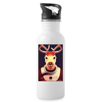 Rentier Astronaut Zukunft Sci-Fi Technik - Trinkflasche mit integriertem Trinkhalm - Weiß - Rechts