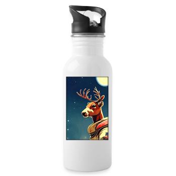 Rentier Astronaut Zukunft Sci-Fi Technik - Trinkflasche mit integriertem Trinkhalm - Weiß - Rechts