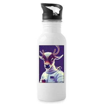 Rentier Astronaut Zukunft Sci-Fi Technik - Trinkflasche mit integriertem Trinkhalm - Weiß - Rechts