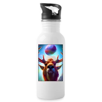Reindeer Christmas Space Galaxy Universe Map - Water bottle with straw - white - Right