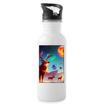 Reindeer Christmas Space Galaxy Universe Map - Water bottle with straw - white - Right