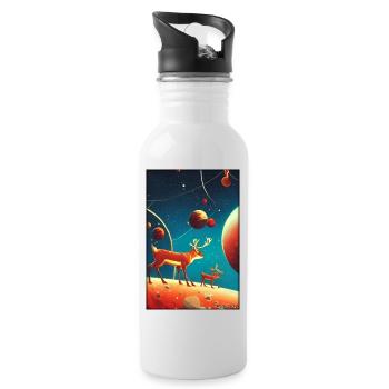 Reindeer Christmas Space Galaxy Universe Map - Water bottle with straw - white - Right