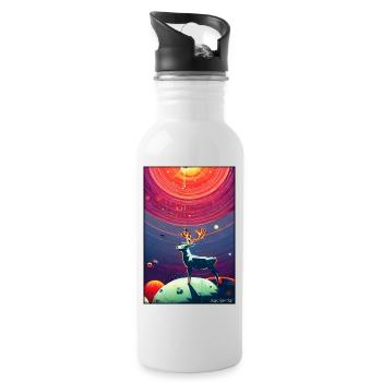 Reindeer Christmas Space Galaxy Universe Map - Water bottle with straw - white - Right