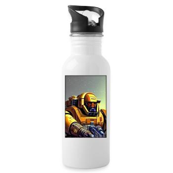 Kampfbot Robot Super Soldier Machine Warrior - Water bottle with straw - white - Right