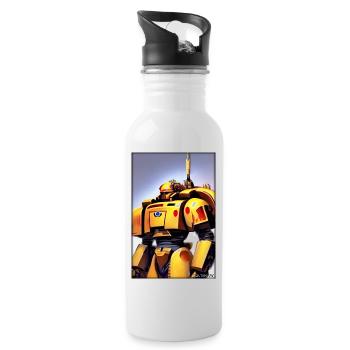 Kampfbot Robot Super Soldier Machine Warrior - Water bottle with straw - white - Right