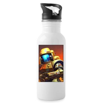 Kampfbot Robot Super Soldier Machine Warrior - Water bottle with straw - white - Right