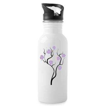Tree with purple flowers - Creative illustration - Water bottle with straw - white - Right