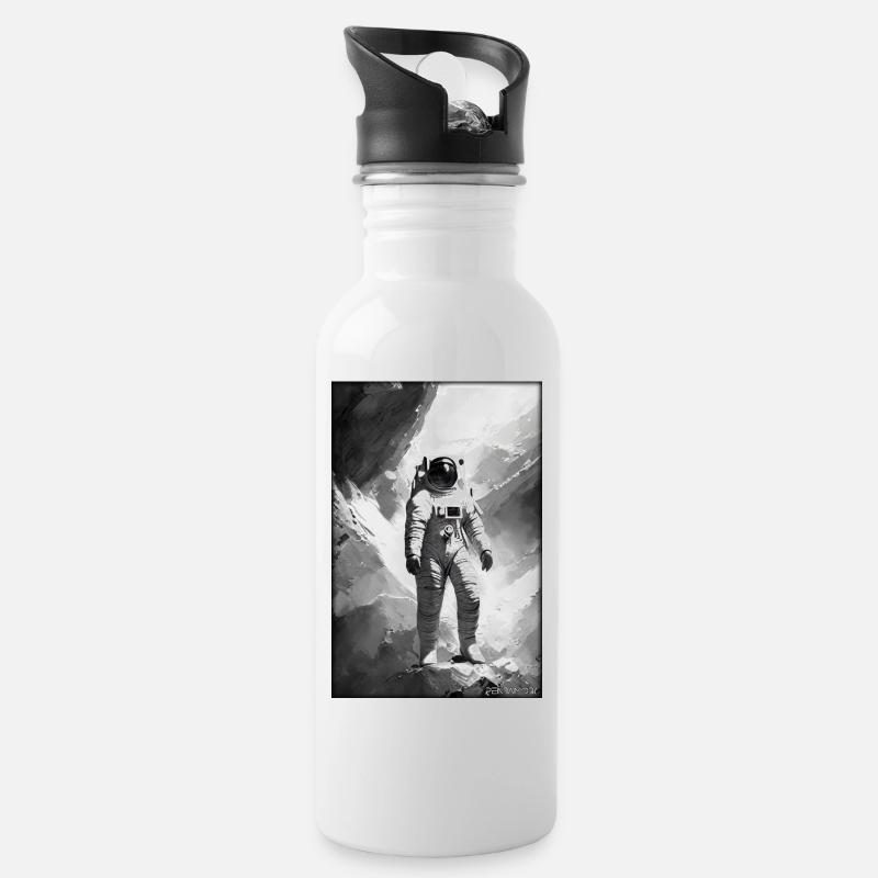 Astronaut Zukunft Sci-Fi Technik - Trinkflasche mit integriertem Trinkhalm - Weiß