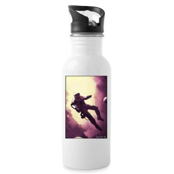 Astronaut Future Sci-Fi Technology - Water bottle with straw - white - Right