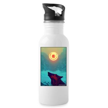Wolf Tiermotiv Natur Wild Mystisch Wildtier - Trinkflasche mit integriertem Trinkhalm - Weiß - Rechts