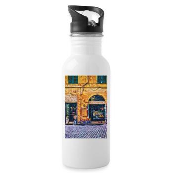 Vintage Roma Small Shops Painting Italy Lover Gift - Gourde avec paille intégrée - blanc - Droite