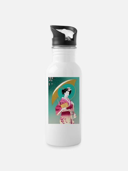 Geisha 2 - Gourde avec paille intégrée - blanc