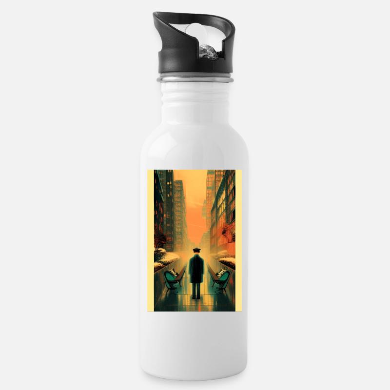 Streets 3 - Water bottle with straw - white