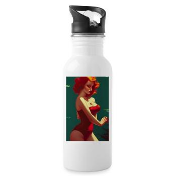 Pin up 1 - Trinkflasche mit integriertem Trinkhalm - Weiß - Rechts