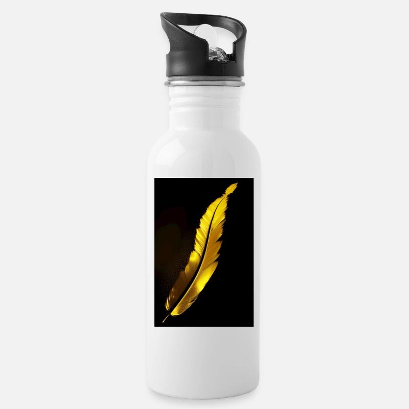 Feather - Water bottle with straw - white