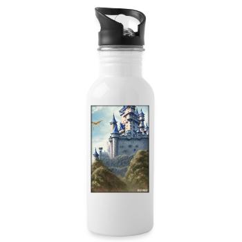 Castle Castle Fortress Architecture Landscape - Water bottle with straw - white - Right