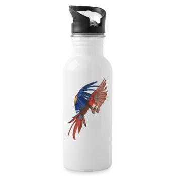 fliegender Ara Papagei makaw - Trinkflasche mit integriertem Trinkhalm - Weiß - Rechts