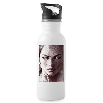 Guerrier Femme Épée Vintage Noir Blanc - Gourde avec paille intégrée - blanc - Droite
