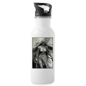 Guerrier Femme Épée Vintage Noir Blanc - Gourde avec paille intégrée - blanc - Droite
