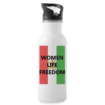 Iran Revolution | Women. Life. Freedom | Iran flag - Trinkflasche mit integriertem Trinkhalm - Weiß - Rechts