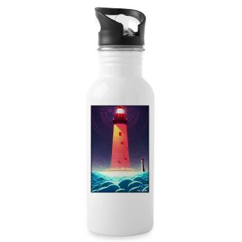 lighthouse sea light North Sea Baltic Sea holiday beach - Water bottle with straw - white - Right