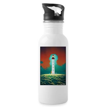lighthouse sea light North Sea Baltic Sea holiday beach - Water bottle with straw - white - Right