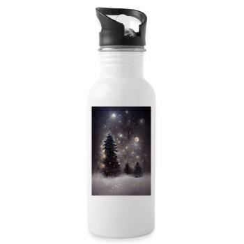 Arbre de Noël peint - Gourde avec paille intégrée - blanc - Droite