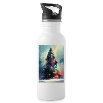 Vibrant Christmas Tree - Water bottle with straw - white - Right