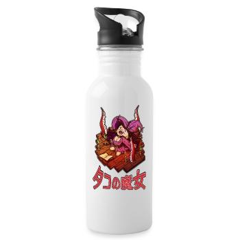 Hexe beschwört Oktopus-Tentakel - Trinkflasche mit integriertem Trinkhalm - Weiß - Rechts