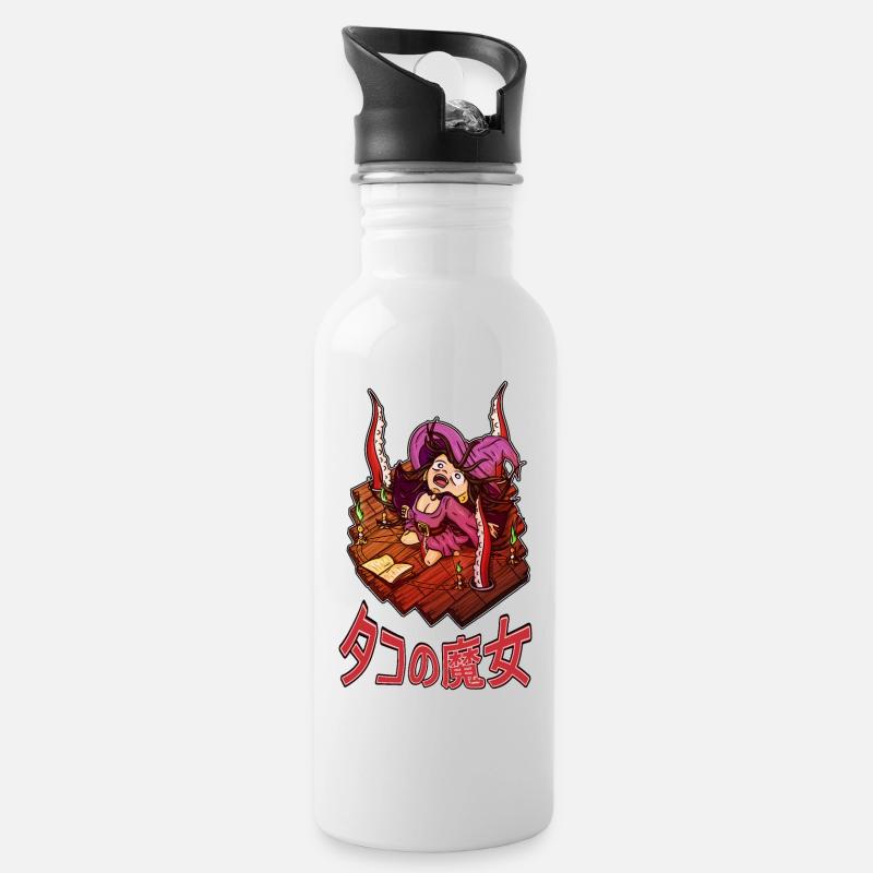 Witch summoning octopus tentacles - Water bottle with straw - white