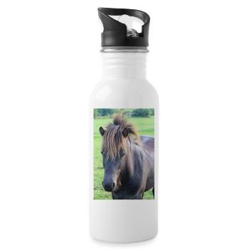 Pferd Pferdeposter - Trinkflasche mit integriertem Trinkhalm - Weiß - Rechts