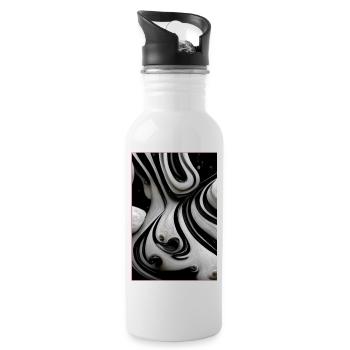 Black and White Liquids - Trinkflasche mit integriertem Trinkhalm - Weiß - Rechts