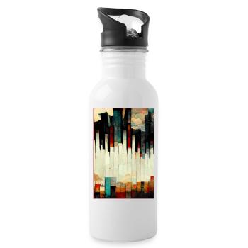 Astract Land of Piano - Trinkflasche mit integriertem Trinkhalm - Weiß - Rechts