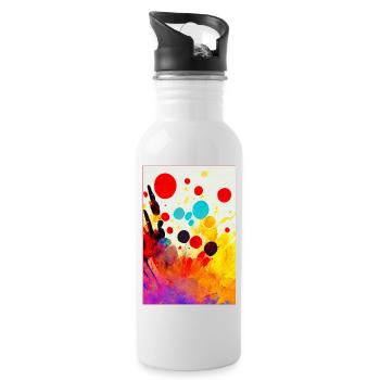 Abstract bright colour bold - Trinkflasche mit integriertem Trinkhalm - Weiß - Rechts