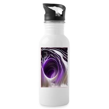 Lila Abstrakt Art - Trinkflasche mit integriertem Trinkhalm - Weiß - Rechts