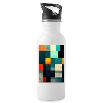 Abstract Pixel Art - Trinkflasche mit integriertem Trinkhalm - Weiß - Rechts