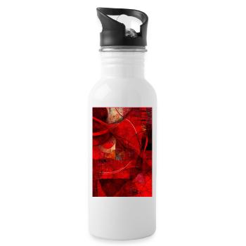 Fabric red pattern abstract - Trinkflasche mit integriertem Trinkhalm - Weiß - Rechts