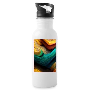 Abstract 3D Surface Background - Trinkflasche mit integriertem Trinkhalm - Weiß - Rechts
